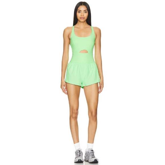 Free People Righteous Runsie Compressive Cutout Slim Fit Neon Lime Size XS - Picture 6 of 10
